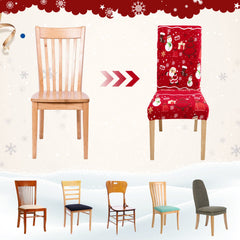 SWANEW Weihnachtliche Stuhlhussen 6/12er Set, Elastische Universelle Stuhlbezüge