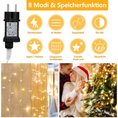 SWANEW LED Eisregen lichterkette, 5m/10m/15m LED Lichtervorhang, IP44 Außen weihnachtsbeleuchtung