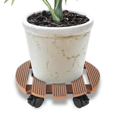 SWANEW WPC Pflanzenroller, Blumenroller mit Rollen, Kübelroller für Pflanzen, Blumentopf, Eckig 30 x 30 cm|Rund Ø 30 x 7,5 cm