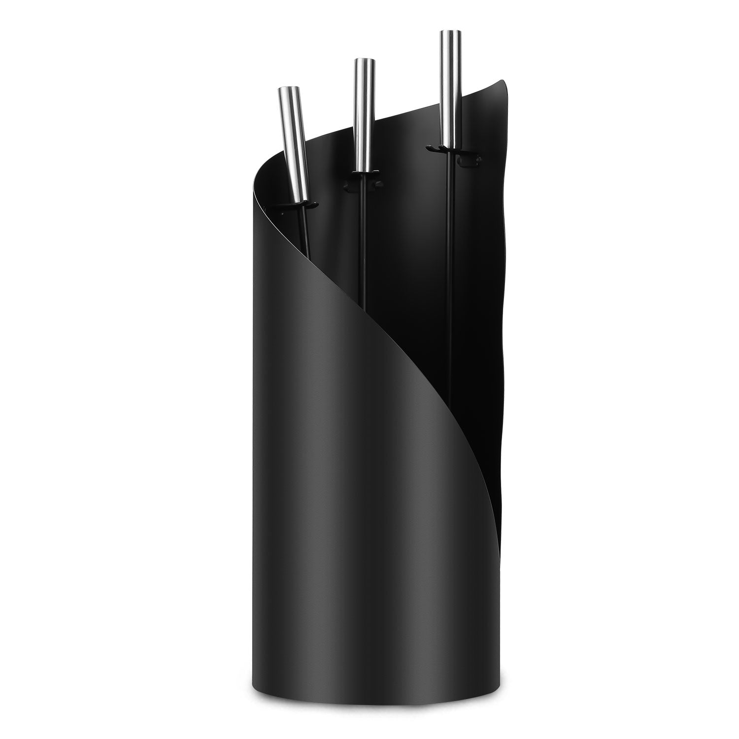 SWANEW Kaminbesteck Set 4 teilig Kaminzubehör mit Kaminaufbewahrung Kaminreinigungsset Kaminwerkzeuge Schwarz