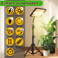 SWANEW Pflanzenlampe LED mit Ständer, Höhenverstellbare Pflanzenleuchte LED Vollspektrum, 242 LEDs Grow Lampe