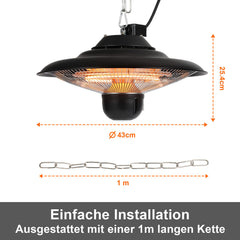 SWANEW Deckenheizstrahler, Infrarot Heizstrahler 1500/2000W, Wärmestrahler, Terrassenstrahler