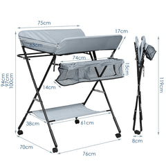 SWANEW Baby Wickeltisch Klappbar, Wickelkombination, mit 4 Rollen