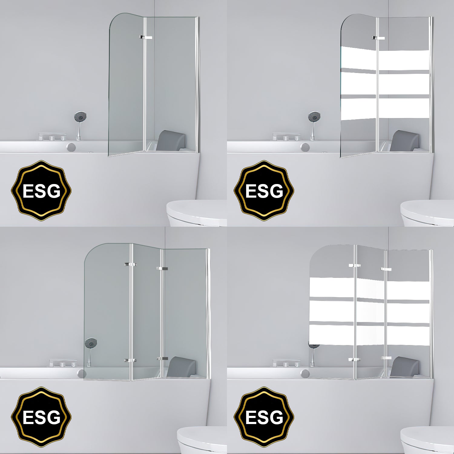 SWANEW Duschwand für Badewanne, 2/3-Teilig faltbar & drehbar Badewannenaufsatz, Duschtrennwand, 6mm ESG Sicherheitsglas Spritzwasserschutz
