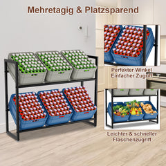 SWANEW Getränkekistenregal, für 6 Kästen, Stabilität Getränkekistenhalter, Getränkeregal, Platzsparendes Bierkistenregal, Freistehend Kistenständer