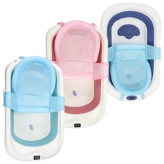 SWANEW Faltbare Baby Badewanne Babywanne mit Thermometer, Badekissen, Haarwaschbecher, babybadewanne, Babybadewanne mit gestell ab 0-3 Jahre