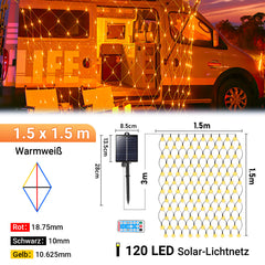 SWANEW Solar LED Lichternetz, IP44 LED Lichterkette, Lichtervorhang für Fenster Garten