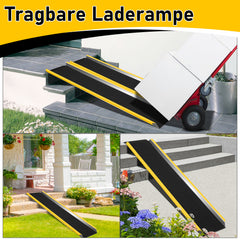 SWANEW 2 Stück Auffahrrampe, 118cm Alu Rollstuhlrampe, Laderampe Tragfähigkeit 300kg