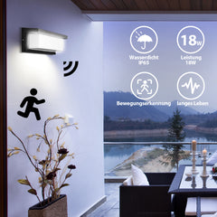 SWANEW LED Wandleuchte 18W LED Wandlampe Sensor Wandleuchte IP65 Außenleuchte mit Bewegungsmelder