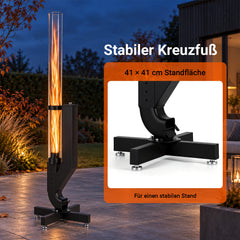 SWANEW 138 cm Pelletfackel Feuerrohr, 3 mm Glasrohr, Kohlenstoffstahl