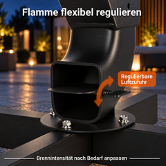 SWANEW 138 cm Pelletfackel Feuerrohr, 3 mm Glasrohr, Kohlenstoffstahl