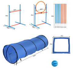 SWANEW Agility Set Hunde groß, 5-teiliges Set Hundetraining zubehör Agility Hürde, Slalom, Agility Hürde, Sprungring & Hundetunnel