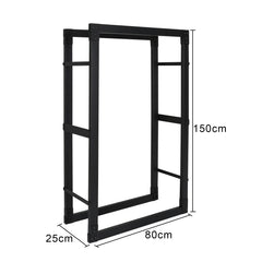 SWANEW Kaminholzregal innen metall Brennholzregal für innen außen, Kaminholzständer, Holzstapelhilfe, Schwarz