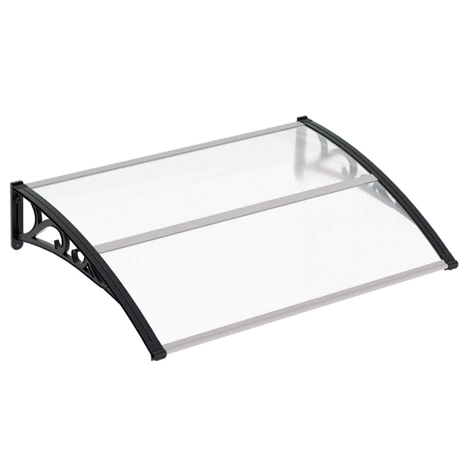 SWANEW Vordach für Haustür, 5 mm Überdachung, Transparentes Pultbogenvordach, Polycarbonat Pultvordach, Türdach für draußen