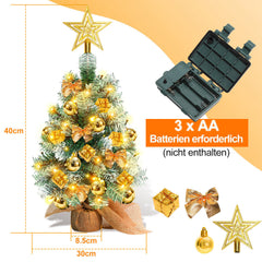 SWANEW Mini Weihnachtsbaum mit LED Beleuchtung, 40CM Tannenbaum Dekoration