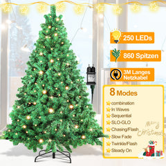 SWANEW Künstlicher Weihnachtsbaum mit Beleuchtung, PVC Automatischer Christbaum, künstlich Tannenbaum