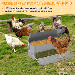 SWANEW Futterautomat hühner, Huhn Gänse Futterspender, 5 kg, mit Handschuhen und Löffel