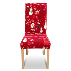SWANEW Weihnachtliche Stuhlhussen 6/12er Set, Elastische Universelle Stuhlbezüge