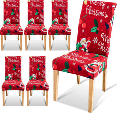 SWANEW Stuhlhussen Weihnachten, 6/12X elastische Stuhlbezüge, Stuhlüberzug