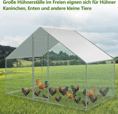 SWANEW Hühnerstall Hühnerhaus Dach Geflügelstall Verzinkter Stahlrahmen mit PE 3 x 2 x 2 m