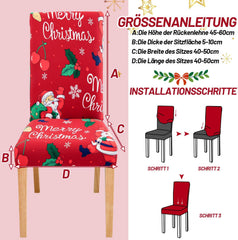 SWANEW Stuhlhussen Weihnachten, 6/12X elastische Stuhlbezüge, Stuhlüberzug