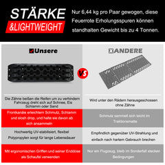 SWANEW 2 Stücke Sandbleche Offroad Traktionsmatte Kunstoff Anfahrhilfe Recovery Board Tracks mit Aufbewahrungstasche,10T Last für Geländewagen Wohnmobil PKW LKW