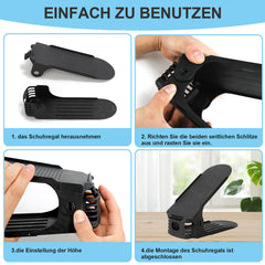 SWANEW 10-50× Schuhstapler, Plastik Verstellbarer Schuhhalter, Schuh Organizer, Schuhregal