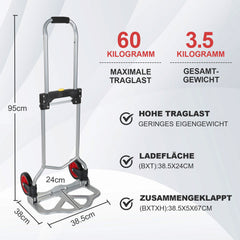 SWANEW Sackkarre klappbare, Stapelkarre, Transportkarre, 60kg Belastbarkeit