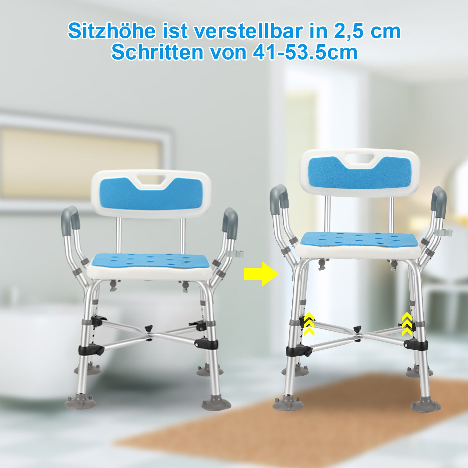 Duschhocker mit Doppelt Verstärkter Querbalken