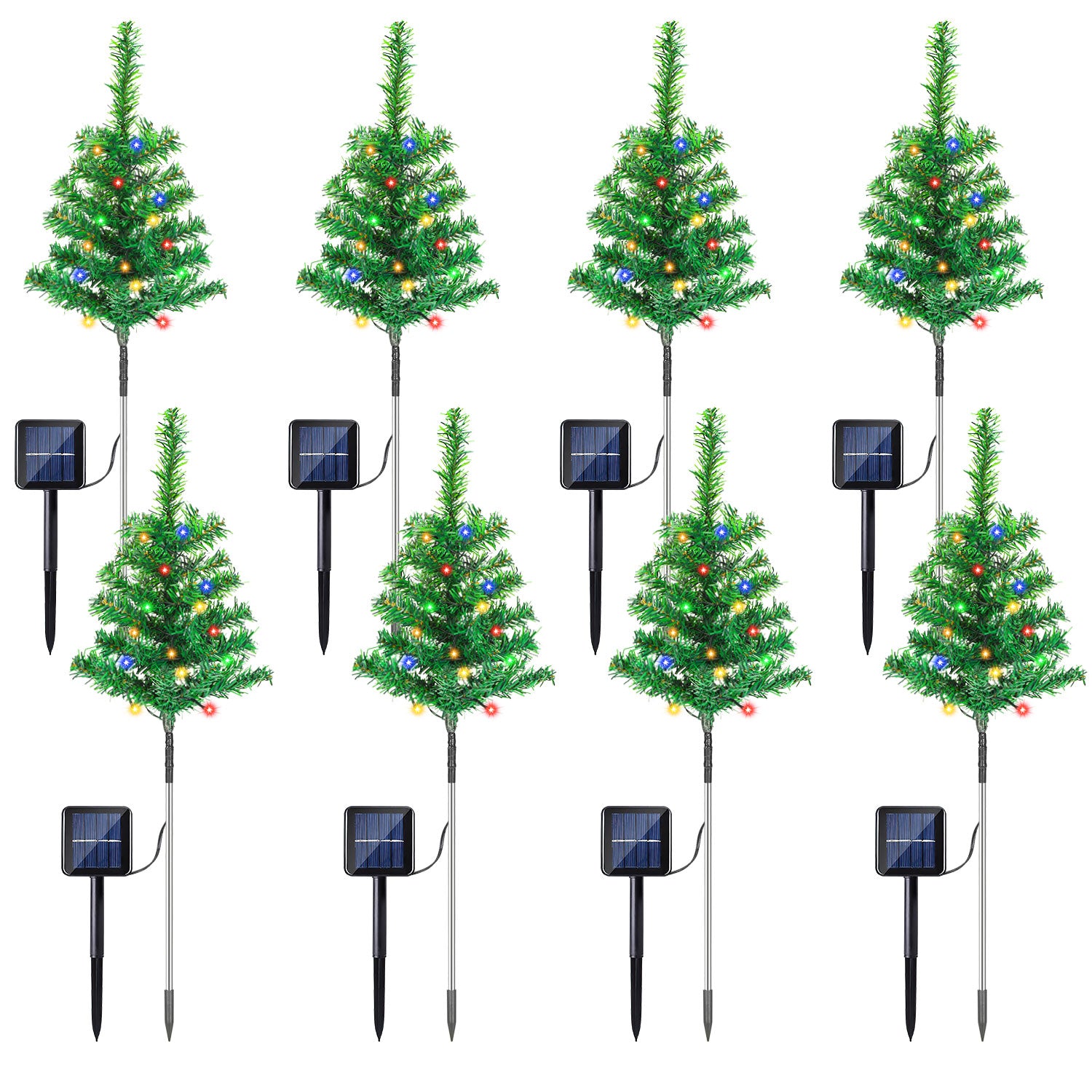 SWANEW LED Solar Weihnachtsbaum 4 PCS Solar Baum Lichter Wasserdicht Farbe Outdoor Weihnachtsbaum Dekorative Lichter Gartenleuchten Weihnachtsdeko für Weihnachten