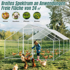 SWANEW HĂŒhnerstall, 3x8x2m, Freilaufgehege, Kleintierstall, Voliere