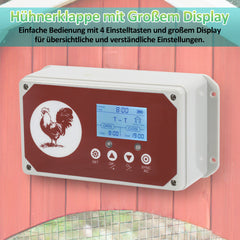 SWANEW Automatische Hühnerklappe Hühnertür Elektrische Hühnerklappe Hühnerhaus Chicken-Door mit Lichtsensor, Zeitschaltuhr, LED Display