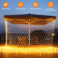 SWANEW solar lichternetz, lichternetz mit Fernbedienung, 8 Modi+TimingFunktion+MemoryFunktion, IP44, Helligkeit einstellbar