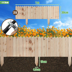 SWANEW Rasenkante Holz, Beetumrandung, Steckzaun, Gartenpalisade