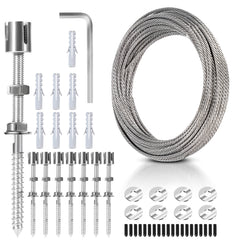 SWANEW Rankhilfe, Edelstahl Drahtseil, , Rankseilsystem Set 12M, mit Wandhaltern und 3mm Stahlseil, fĂźr Kletterpflanzen