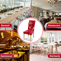 SWANEW Weihnachtliche Stuhlhussen 6/12er Set, Elastische Universelle Stuhlbezüge