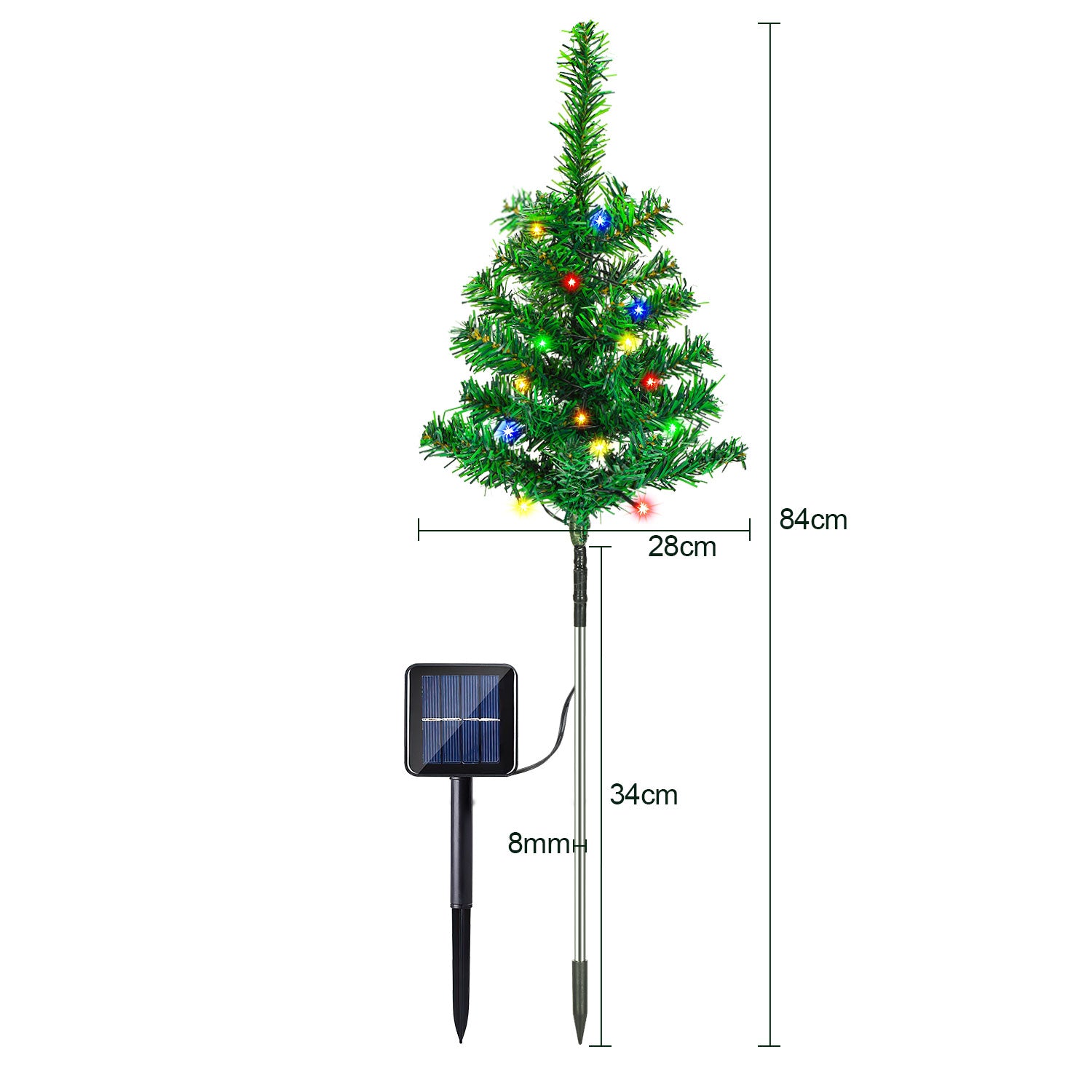 SWANEW LED Solar Weihnachtsbaum 4 PCS Solar Baum Lichter Wasserdicht Farbe Outdoor Weihnachtsbaum Dekorative Lichter Gartenleuchten Weihnachtsdeko für Weihnachten