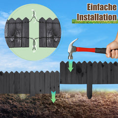 SWANEW Rasenkante Holz, Beetumrandung, Steckzaun, Gartenpalisade