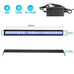 SWANEW Aquarium LED Beleuchtung RGB Spectrum, Aquarienbeleuchtung Dimmbare, Aquarium Lampe mit ausziehbarer Halterung, Aquariumleuchte