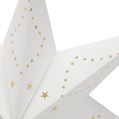 SWANEW Weihnachtsstern Tischlampe, Holzsockel, Weißer 3D-Papierstern φ42cm, Dekorative Papierstern Weihnachten Tischlampe mit Kabelschalter, E14, inkl. Leuchtmittel