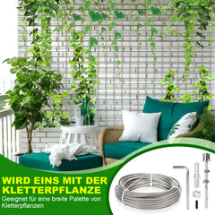 SWANEW Rankhilfe, Edelstahl Drahtseil, , Rankseilsystem Set 12M, mit Wandhaltern und 3mm Stahlseil, fĂźr Kletterpflanzen