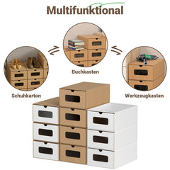 SWANEW Aufbewahrungsboxen mit Sichtfenster & Schublade, Faltbare Schuhboxen, Stapelbar Allzweckbox