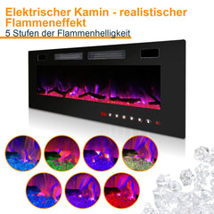 SWANEW Elektrokamin Wandkamin, Elektrischer Kamin, Wandkamin Elektrischer mit Heizung, 750W/1500W, 127cm