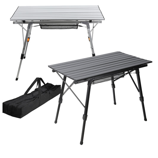 SWANEW Campingtisch Klapptisch Höhenverstellbar, Campingtisch Klappbar, Camping Tisch mit Aufrollbarer Tischplatte und Tragetasche, Aluminiumrahmen