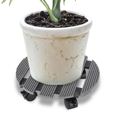 SWANEW WPC Pflanzenroller, Blumenroller mit Rollen, Kübelroller für Pflanzen, Blumentopf, Eckig 30 x 30 cm|Rund Ø 30 x 7,5 cm