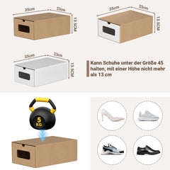 SWANEW Aufbewahrungsboxen mit Sichtfenster & Schublade, Faltbare Schuhboxen, Stapelbar Allzweckbox
