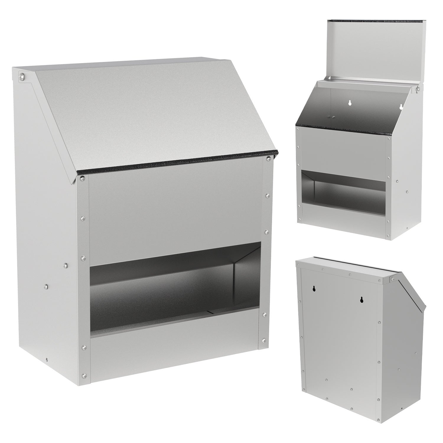 Hühnerfutterautomat mit Deckel & Wandhalterung