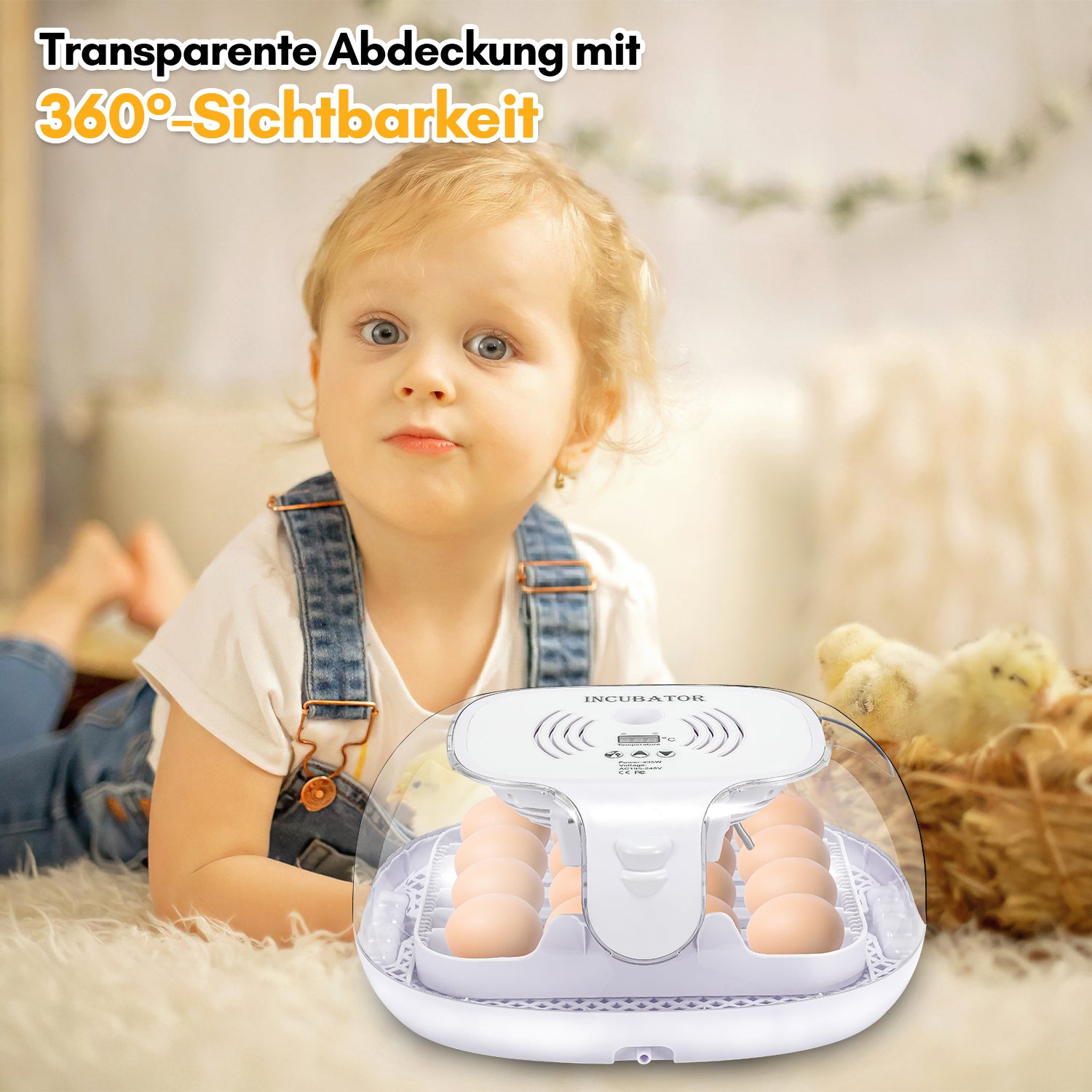 Brutautomat Vollautomatisch Inkubator für 16 Hühnereier