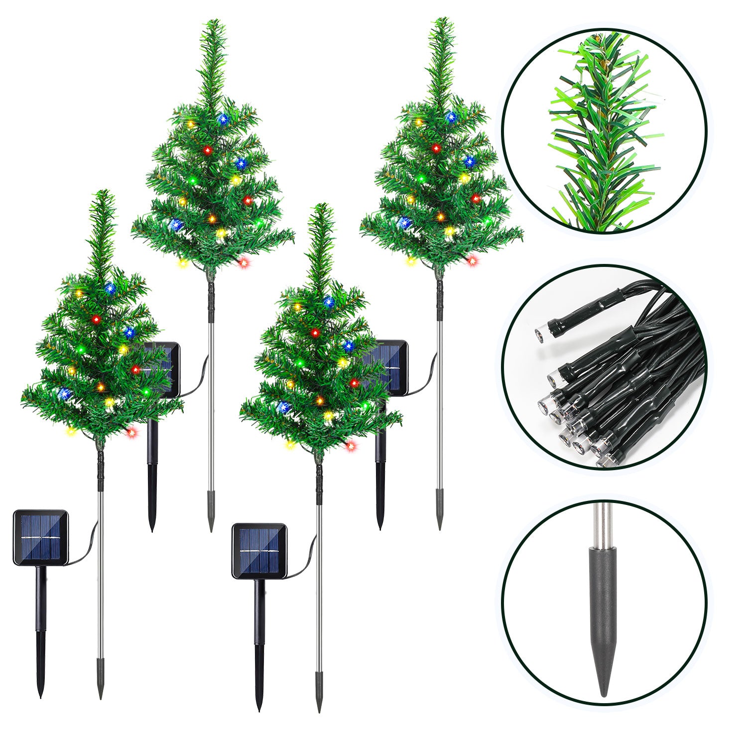 SWANEW LED Solar Weihnachtsbaum 4 PCS Solar Baum Lichter Wasserdicht Farbe Outdoor Weihnachtsbaum Dekorative Lichter Gartenleuchten Weihnachtsdeko für Weihnachten