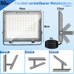 SWANEW LED Strahler Außen, Fluter 6000k Kaltweiß, IP65 Wasserdicht Aussenstrahler, Scheinwerfer (Kein Stecker)